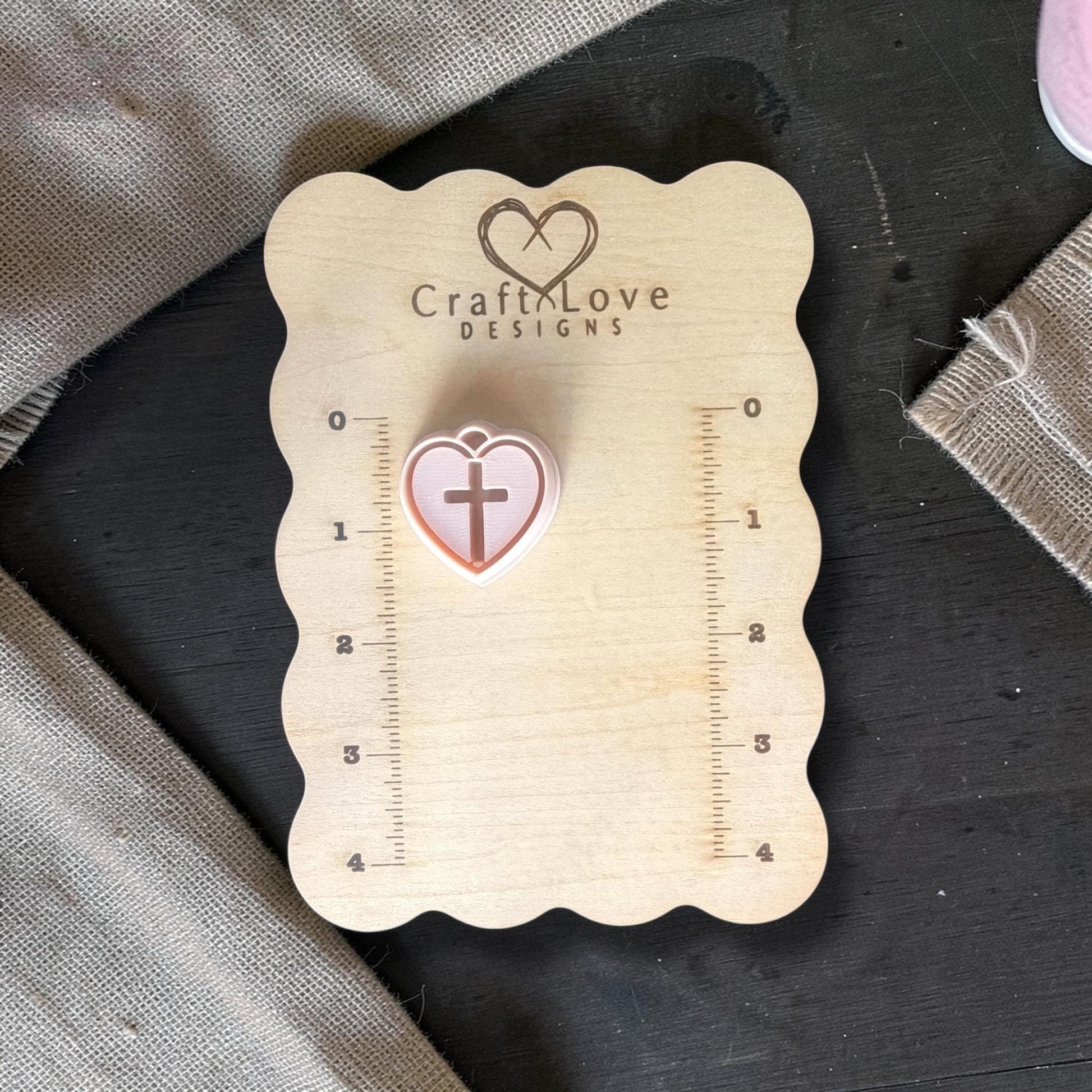 cross heart clay cutter size shown