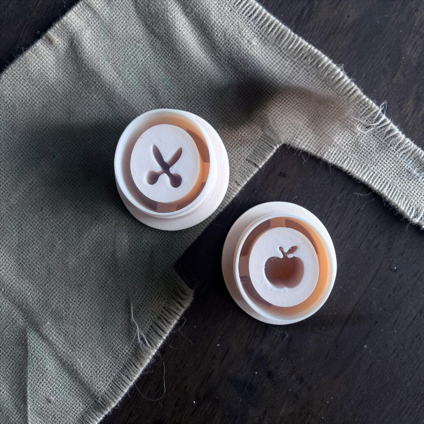 teacher themed clay cutters with apple and scissors design