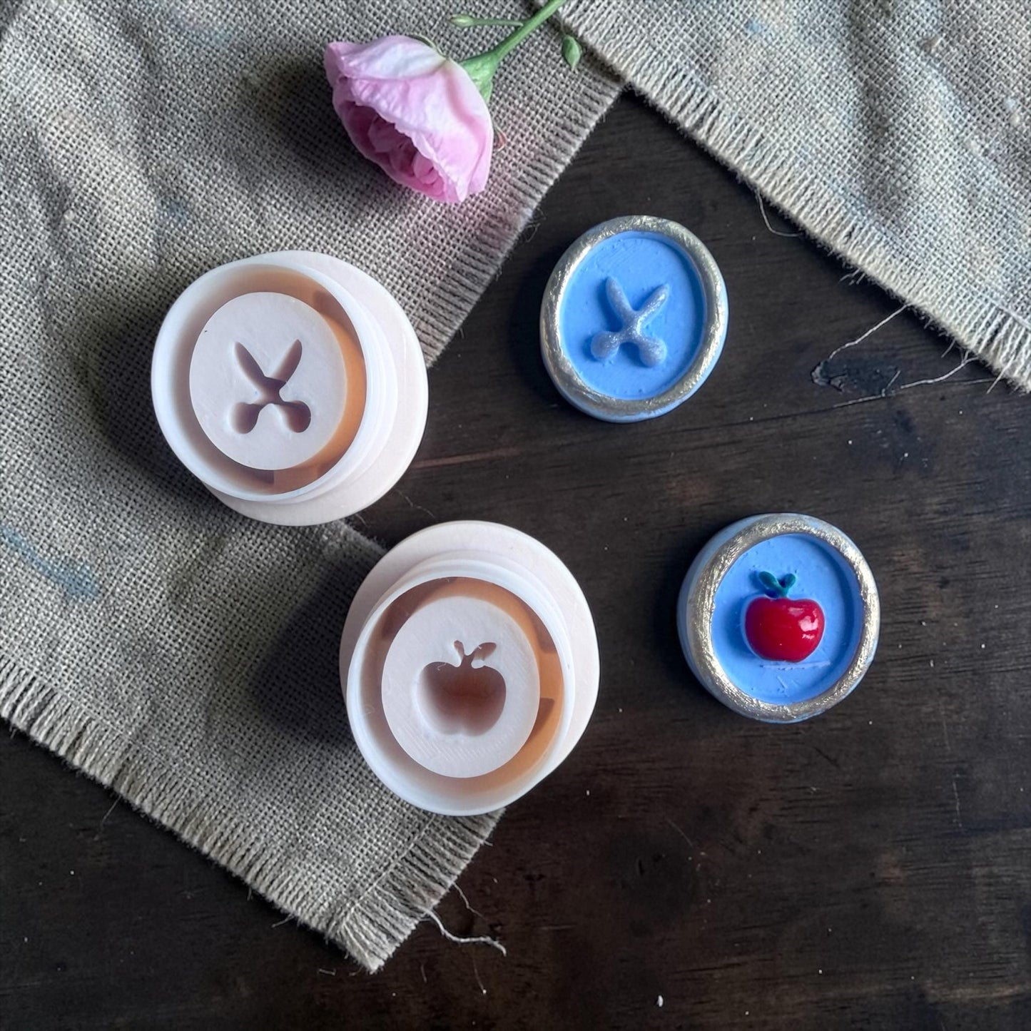 teacher stud clay cutter set with apple earring example