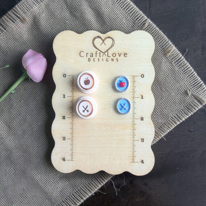 teacher apple polymer clay cutter with finished apple stud earring
