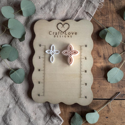 celtic heart cross clay cutters on measuring board craft love designs