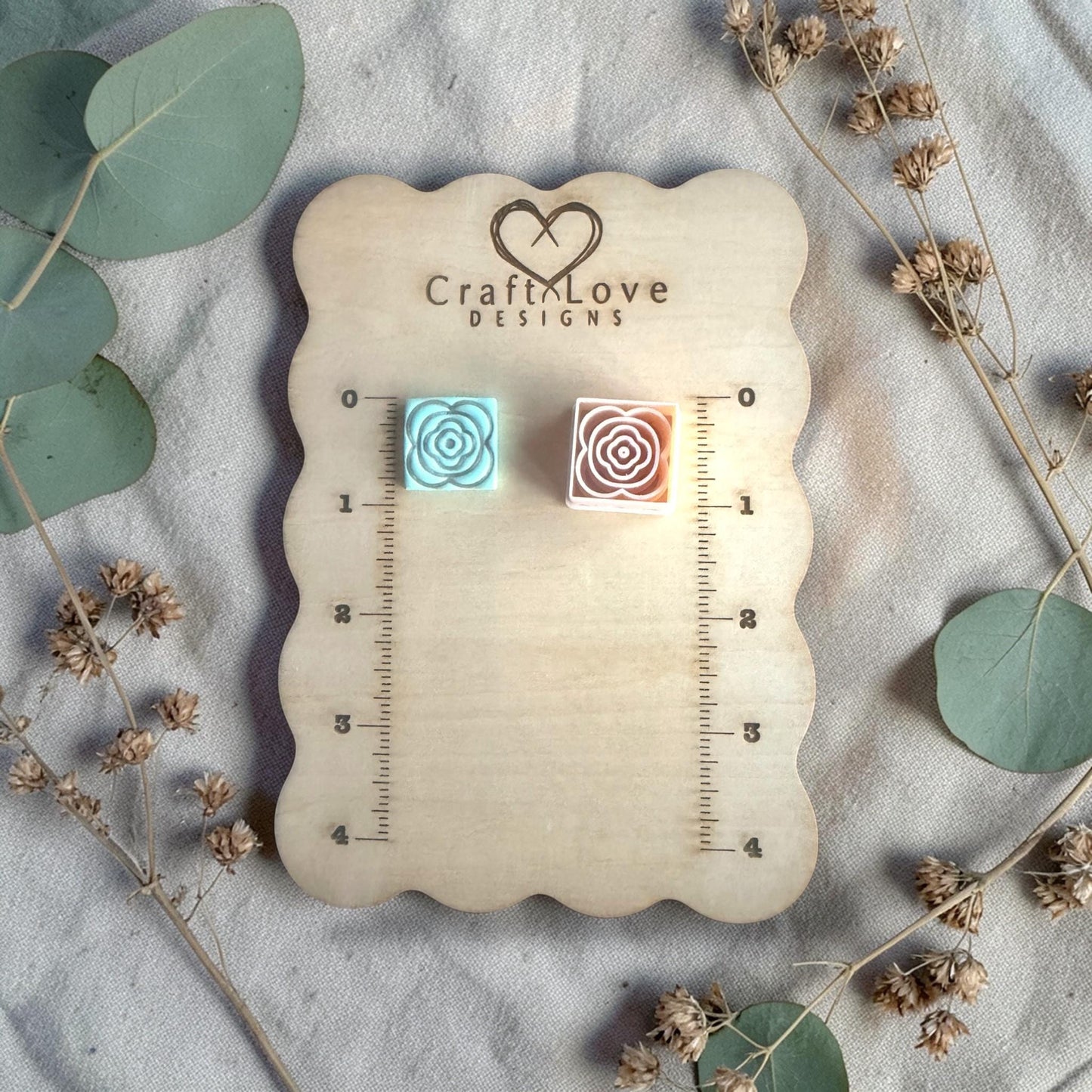 rose square polymer clay cutter and clay example