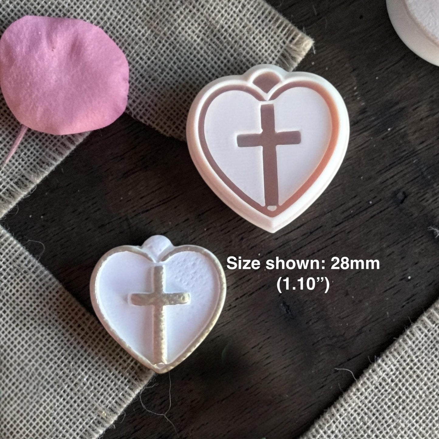 cross heart clay cutter with clay example
