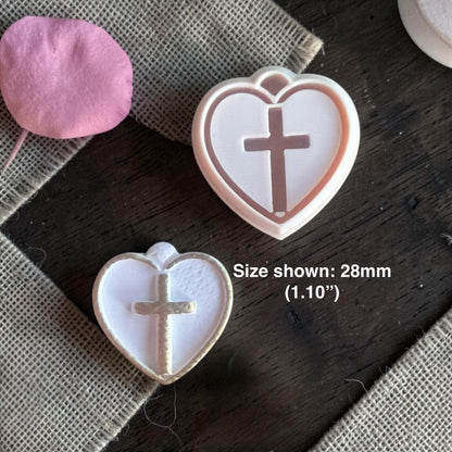 cross heart clay cutter with clay example