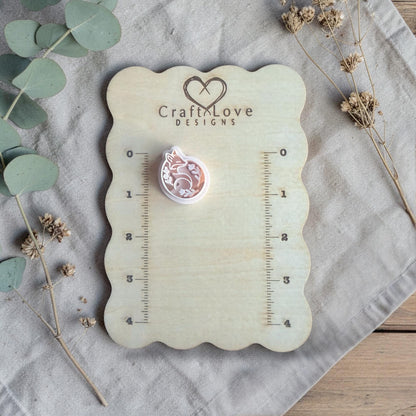polymer clay fox cutter displayed on Craft Love Designs ruler board
