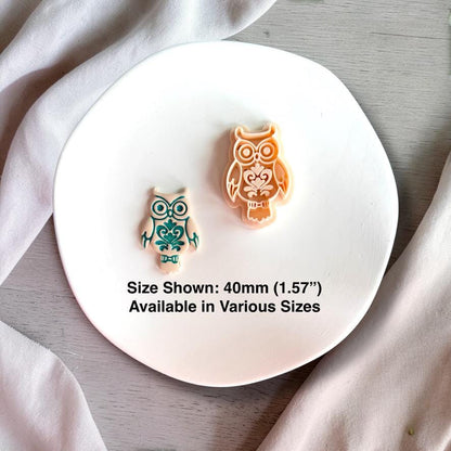 40mm owl clay cutter with finished piece showing size and design