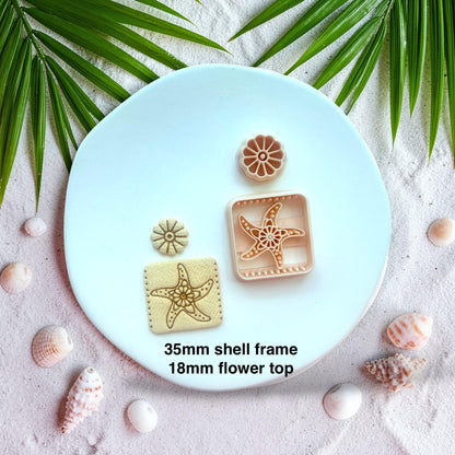 Cutter set with size reference showing 35mm square and 18mm flower top for earring making
