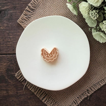 Watermelon slice polymer clay cutter with scalloped edge