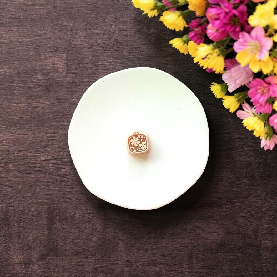 Single square floral locket cutter style 1 on white background