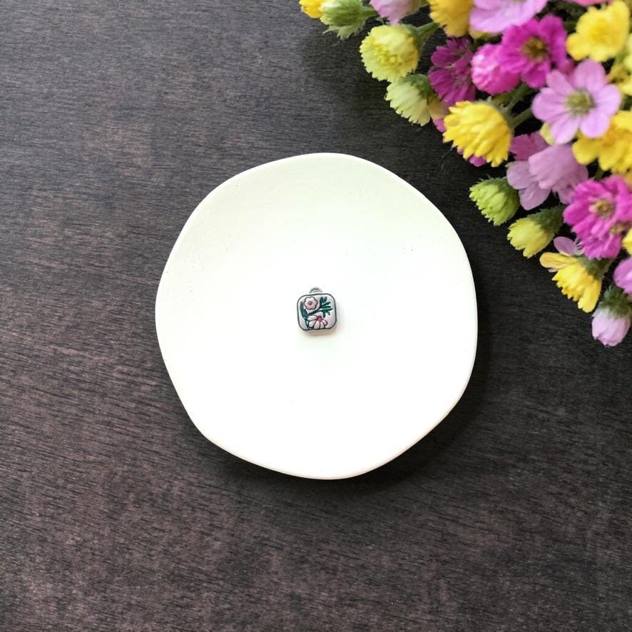 Single square floral locket cutter style 2 on white background
