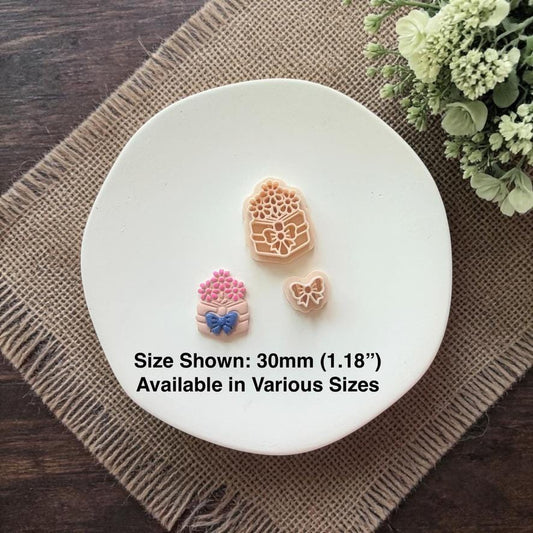 book with flowers clay earring with size text 30mm shown