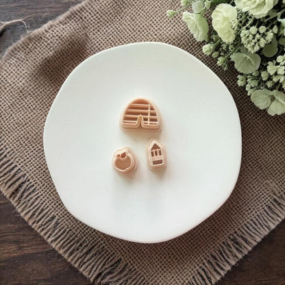 teacher themed clay cutters arch apple pencil on white plate