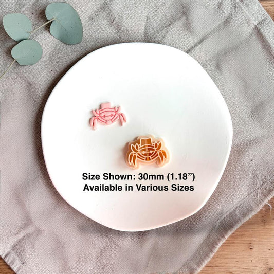 Crab cutter and clay example with size text on styled background