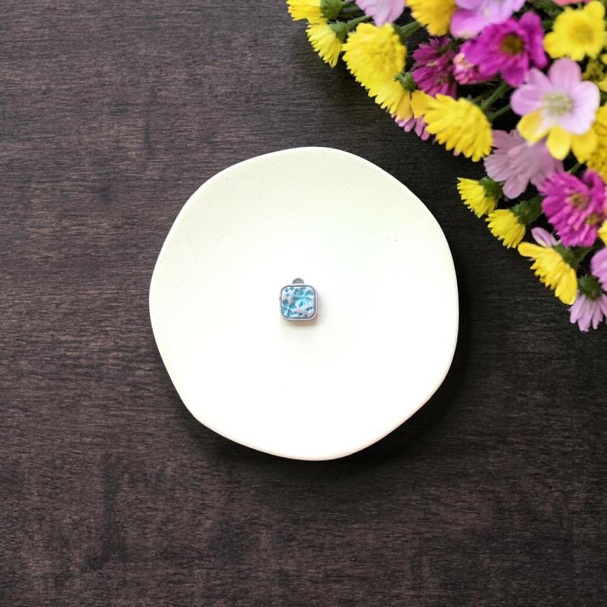 Single square floral locket cutter style 1 on white background
