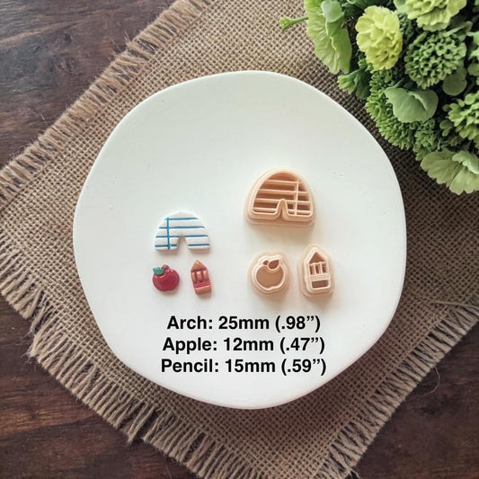 clay earrings arch apple pencil with size text shown