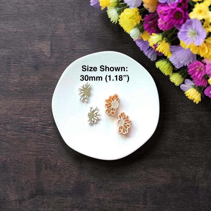 Mini floral cutters with size reference text 20mm displayed