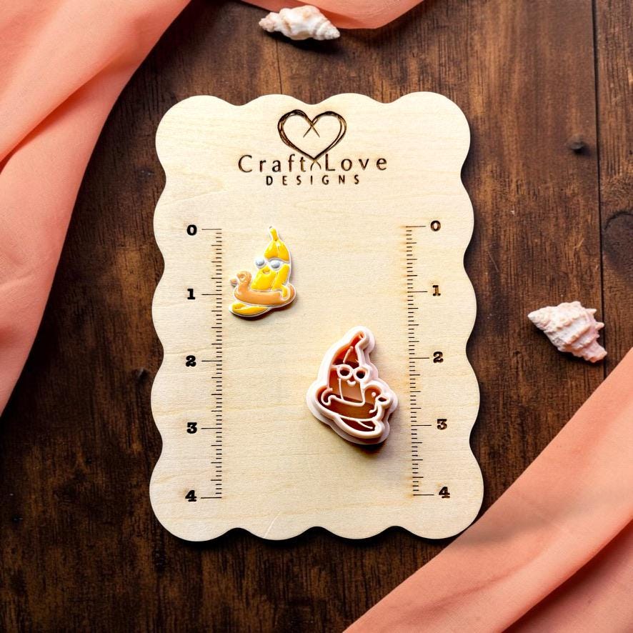 Banana pool float cutter displayed on white plate