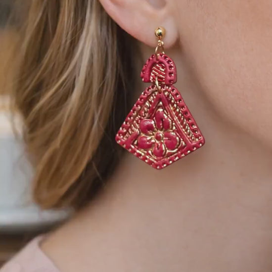 Folk Art Floral Polymer Clay Cutter Set • Geometric Flower Pendant Clay Mold • Artisan Boho Cutter for Handmade Polymer Clay Earrings